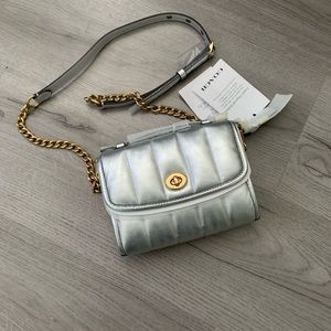 Coach Kip Turnlock Crossbody w/ Silver Metallic Quilting - C6730 100% Authentic